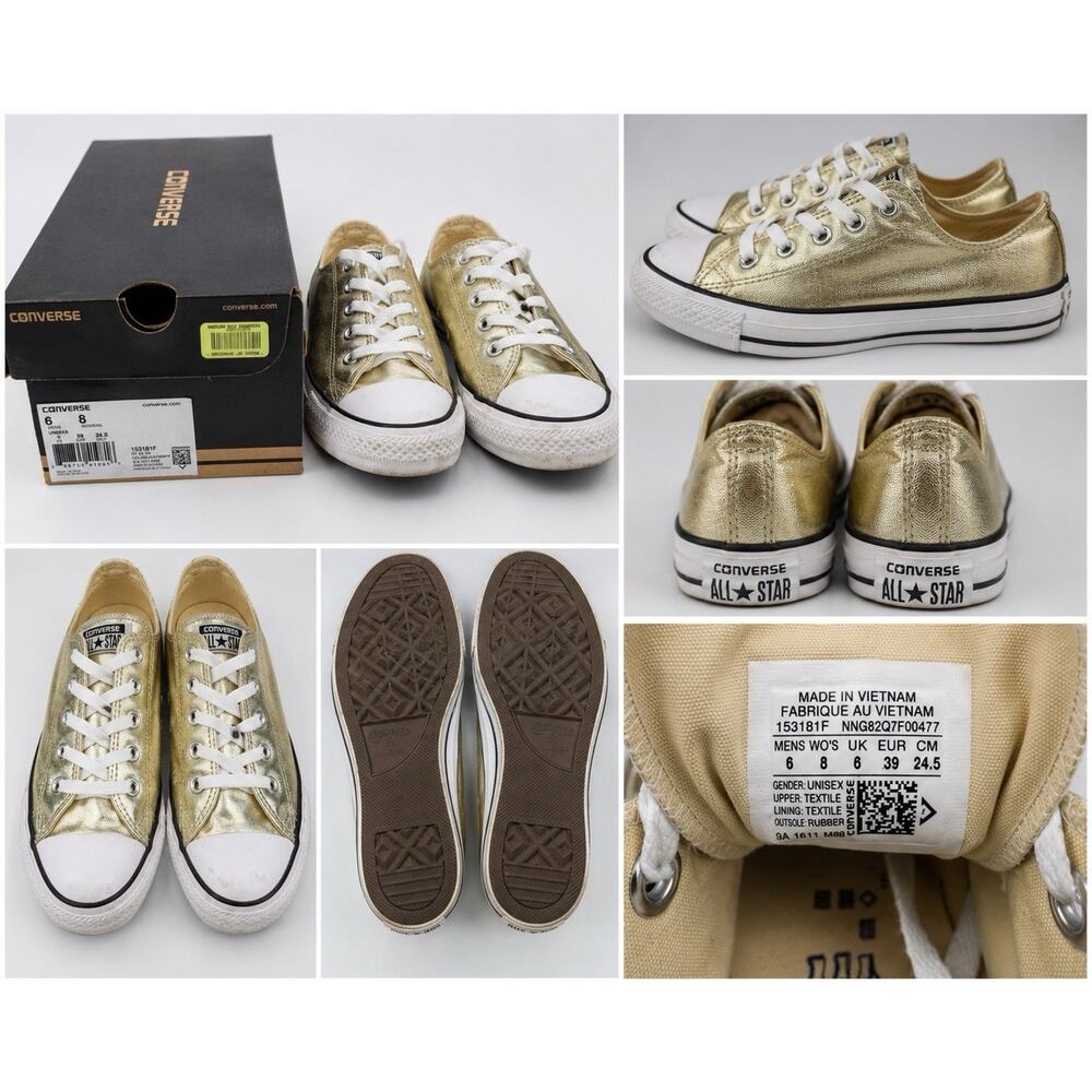 Converse Chuck Taylor All Star Metallic Gold Low Top Sneakers Womens 8